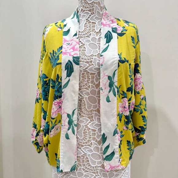 Anthropologie Floral Boho Open Front Kimono Top Cottagecore OS - Picture 6 of 9
